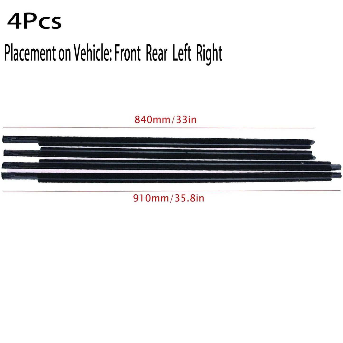 4Pcs For Dodge Ram 1500-5500 Left Right Front Rear Door Outer Belt Weatherstrip