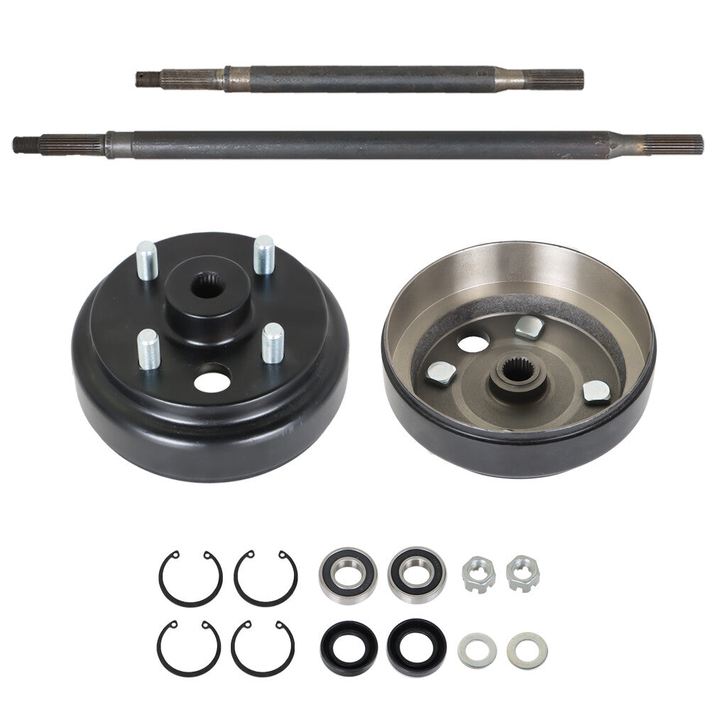 Solid Spare For EZGO Golf Cart 1982-Up 24 Spline Rear Axle and Brake Hub Drum Assembly Kit