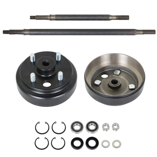 Solid Spare For EZGO Golf Cart 1982-Up 24 Spline Rear Axle and Brake Hub Drum Assembly Kit