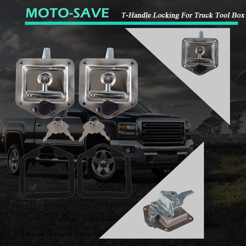 Solid Spare Trailer Door Latch T-Handle Lock Key for Camper RV Truck Stainless Steel Toolbox