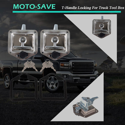 Solid Spare Trailer Door Latch T-Handle Lock Key for Camper RV Truck Stainless Steel Toolbox