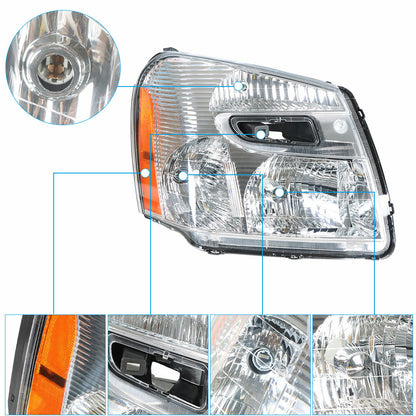 Solid Spare Fit For Chevy Equinox 2005-2009 Headlights Headlamps Replacement Clear Lens