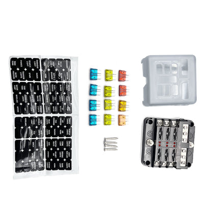 Blade Fuse Box Block Holder 12-24V 6 Way Car Boat Power Distribution Panel Board