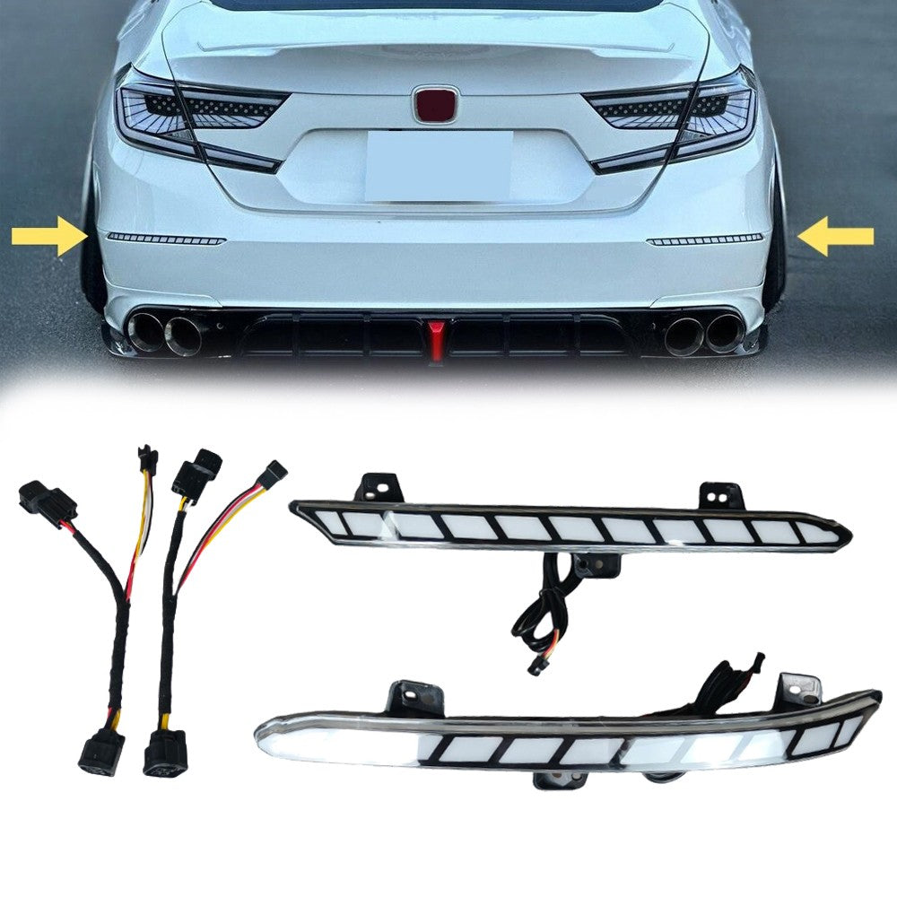 2PCS Rear Bumper LED Reflector For Honda Accord 2018-2022 Clear Lens w/ Dynamic