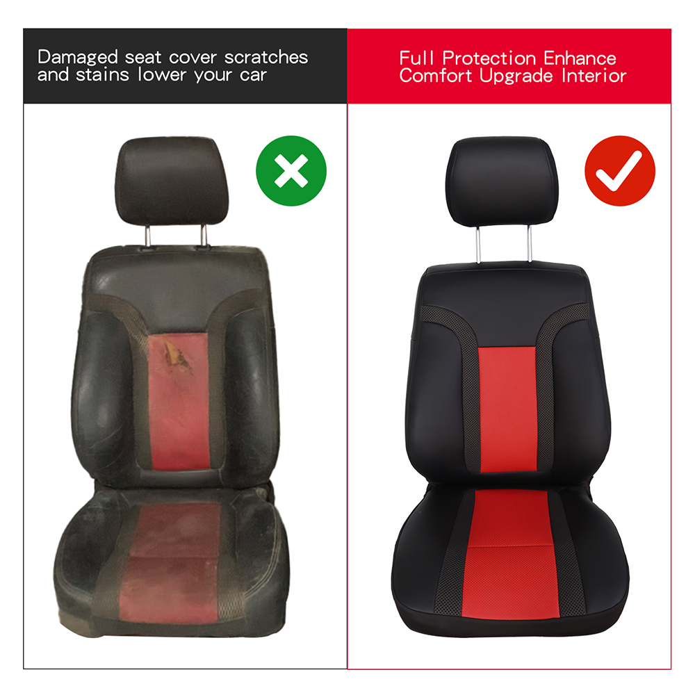 For 2010 -2014 Ford F150 Raptor SVT Black & Red Syn. Driver Leather Seat Cover