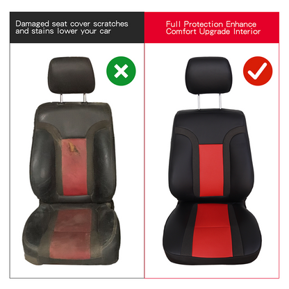 For 2010 -2014 Ford F150 Raptor SVT Black & Red Syn. Driver Leather Seat Cover