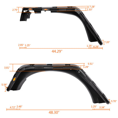 Solid Spare FIT FOR 07-18 JEEP WRANGLER JK POCKET RIVET STYLE FENDER FLARES W/ LED SIDE
