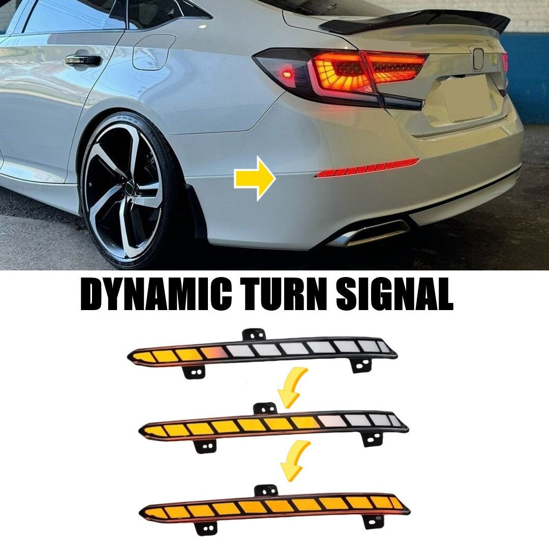 2PCS Rear Bumper LED Reflector For Honda Accord 2018-2022 Clear Lens w/ Dynamic