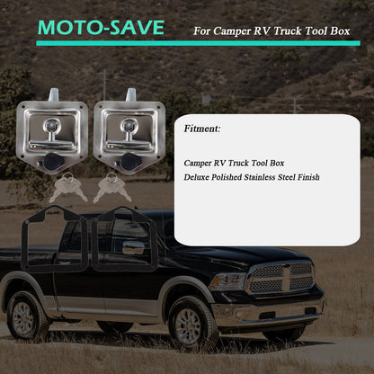 Solid Spare Trailer Door Latch T-Handle Lock Key for Camper RV Truck Stainless Steel Toolbox
