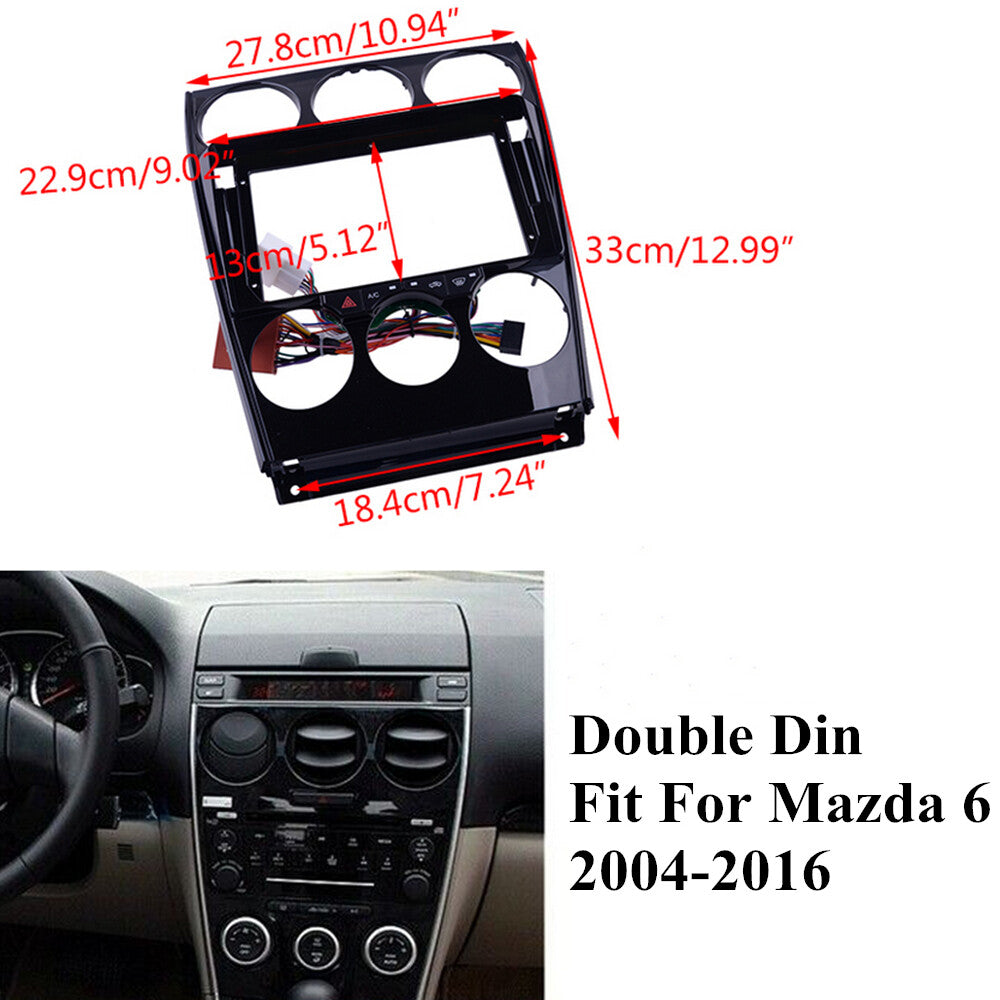 New For 2004-2016 Mazda 6 Stereo Radio Double Din Install Dash Panel Kit Harness