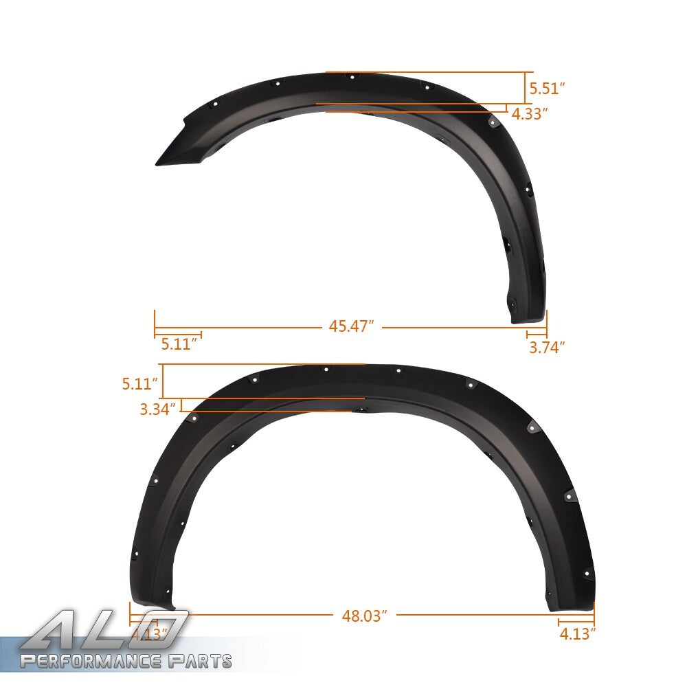 Solid Spare 4pcs Pocket Style Rivet Fender Flares Wheel Cover Fit For 10-17 Ram 2500 3500