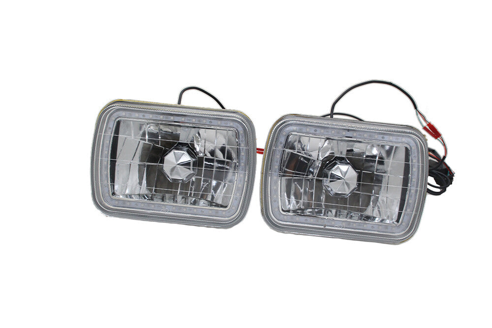 For 86-95 JEEP WRANGLER YJ 7X6 RGB MULTI COLOR LED SMD Halo Headlights PAIR