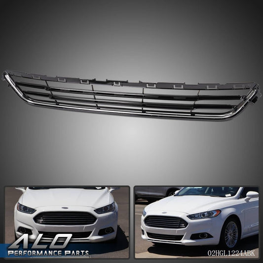 Solid Spare Texture Black Lower Grille W/ Chrome Trim Fit For Ford Fusion 13-16 FO1036148