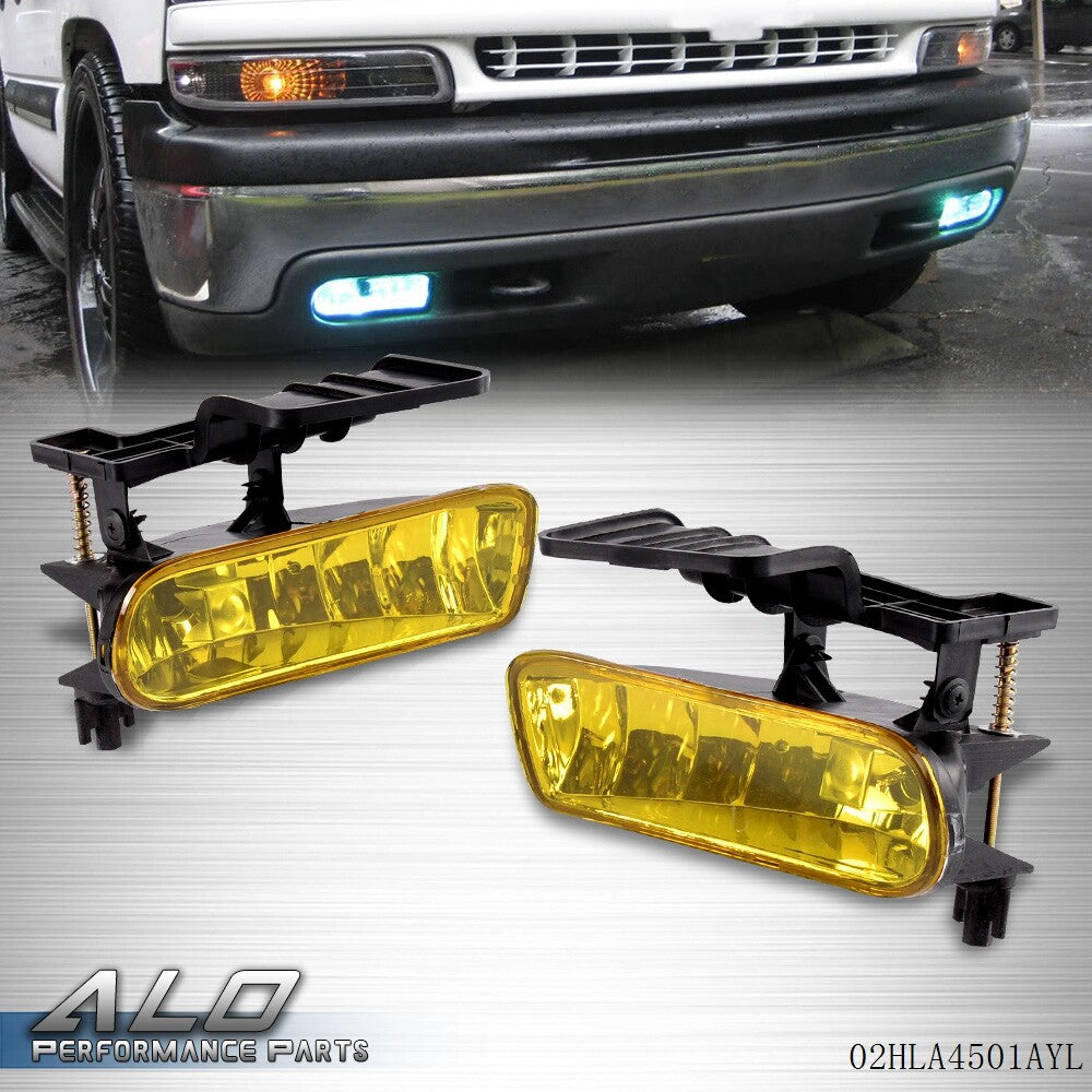 Solid Spare Fit For 99-2002 Chevy Silverado 00-06 Suburban Tahoe Lens Fog Light Lamp Yellow