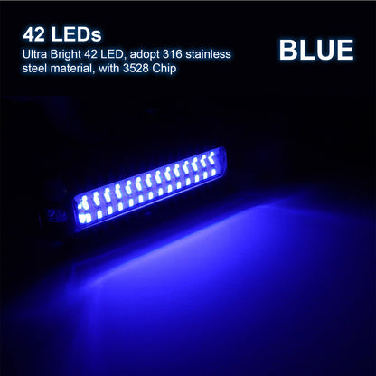 2x 42 LED Blue 316 Stainless Steel Underwater Boat Marine Transom Lights Pontoon