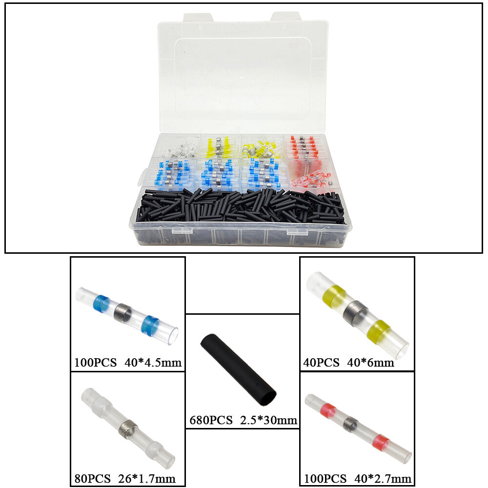 1000Pcs Solder Seal Sleeve Heat Shrink Butt Wire Connectors Terminals Waterproof