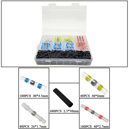 1000Pcs Solder Seal Sleeve Heat Shrink Butt Wire Connectors Terminals Waterproof