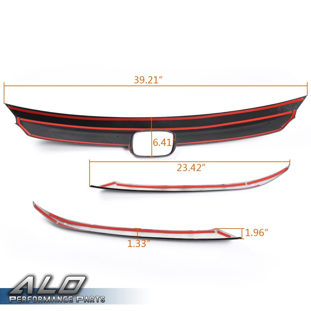 Solid Spare Fit For 2018-2020 Honda Accord Carbon Look Grille Eyelid Overlay Cover Trims