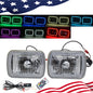 For 86-95 JEEP WRANGLER YJ 7X6 RGB MULTI COLOR LED SMD Halo Headlights PAIR