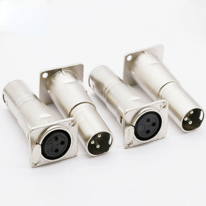 4x 3Pin XLR Female To Male Audio Pass Through Feed Panel Mount Connector Adapter