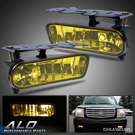 Solid Spare Fit For Cadillac Escalade 02-06 Bumper Replacement Fog Light Lamps Yellow Lens