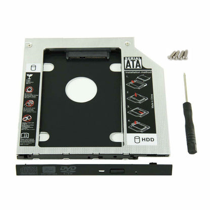 New For CD/DVD-ROM Optical Bay 9.5mm Universal SATA 2nd HDD SSD Hard Drive Caddy