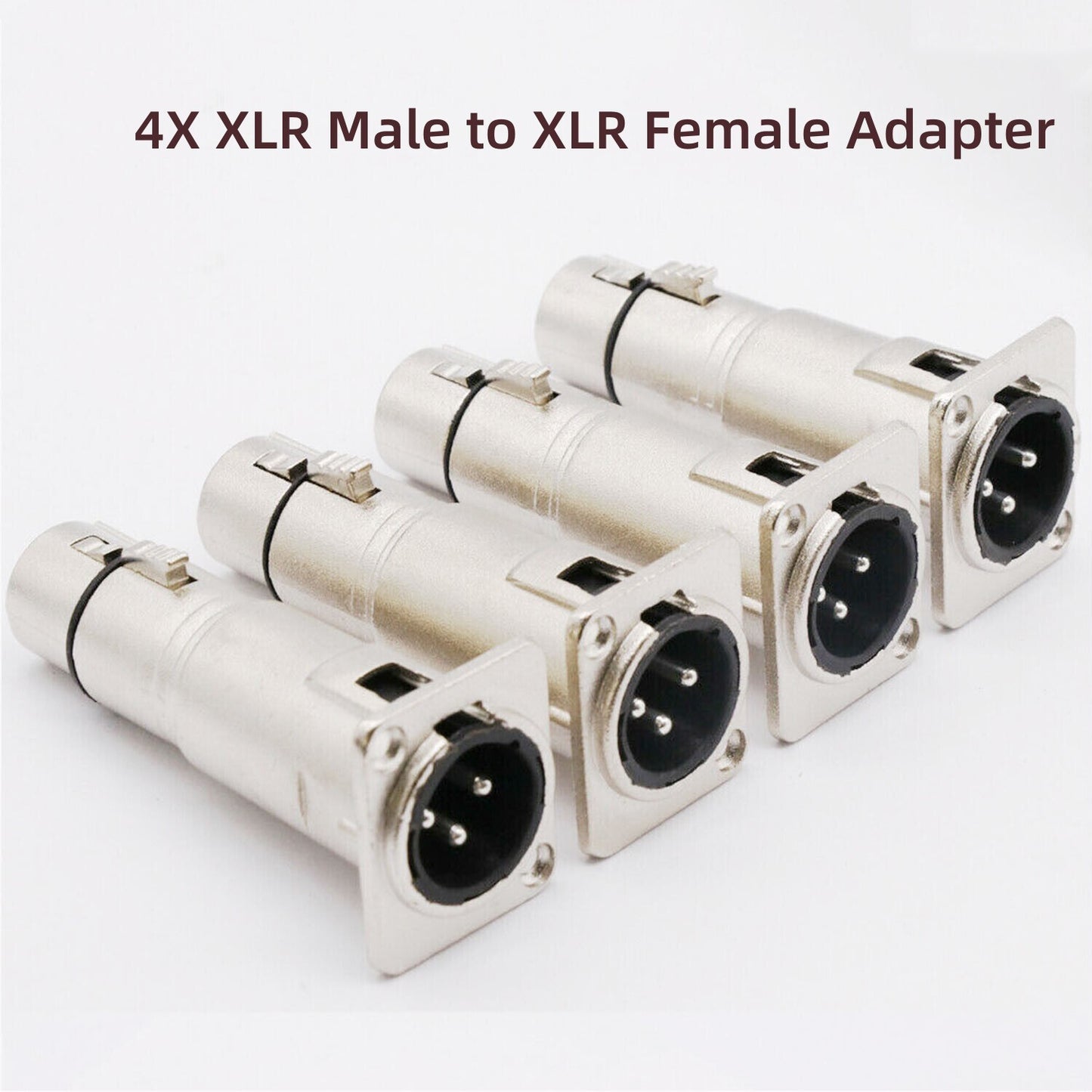 4x 3Pin XLR Male to Female Audio Pass Thru Feed Panel Mount Connector Adapter US