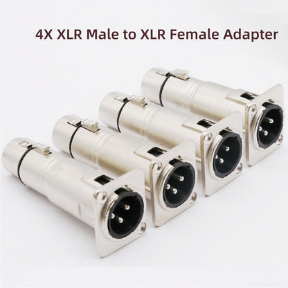 4x 3Pin XLR Male to Female Audio Pass Thru Feed Panel Mount Connector Adapter US
