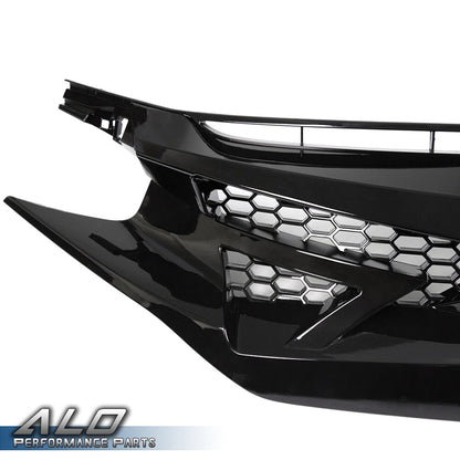 Solid Spare Fit For 2016-2021 Honda Civic Battle Style Sedan Front Bumper Grille Hood ABS