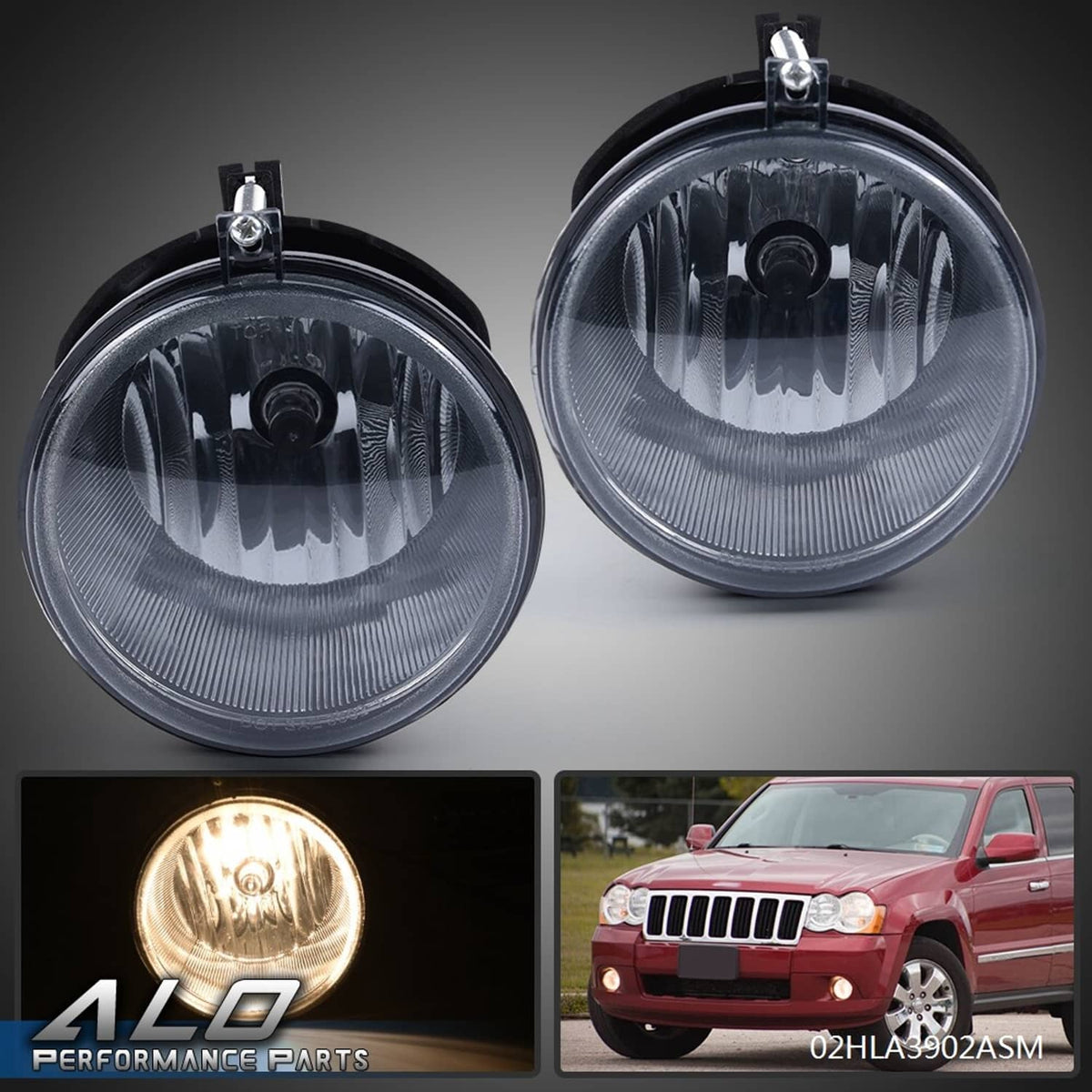 Solid Spare Fog Lights W/Bulbs Fit For 05-10 Grand Cherokee Commander Durango Dakota Smoked