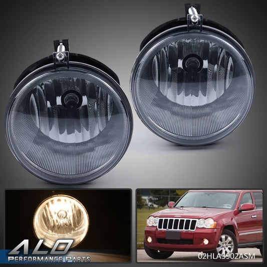 Solid Spare Fog Lights W/Bulbs Fit For 05-10 Grand Cherokee Commander Durango Dakota Smoked