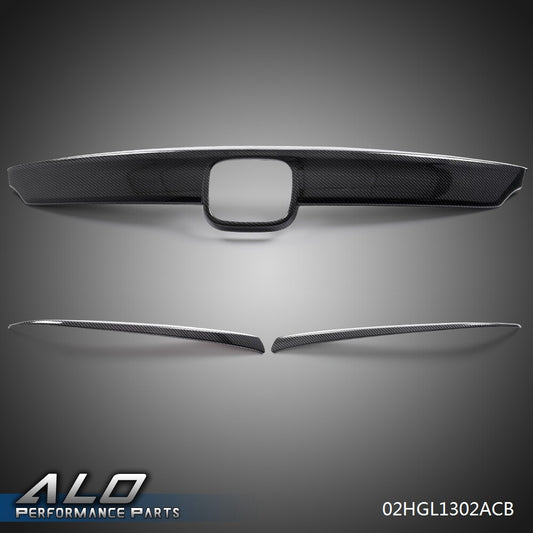 Solid Spare Fit For 2018-2020 Honda Accord Carbon Look Grille Eyelid Overlay Cover Trims