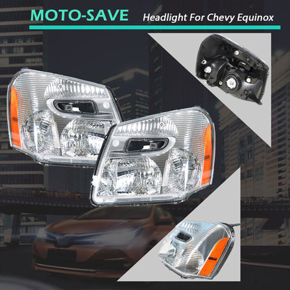 Solid Spare Fit For Chevy Equinox 2005-2009 Headlights Headlamps Replacement Clear Lens