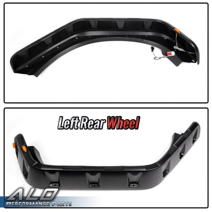 Solid Spare FIT FOR 07-18 JEEP WRANGLER JK POCKET RIVET STYLE FENDER FLARES W/ LED SIDE
