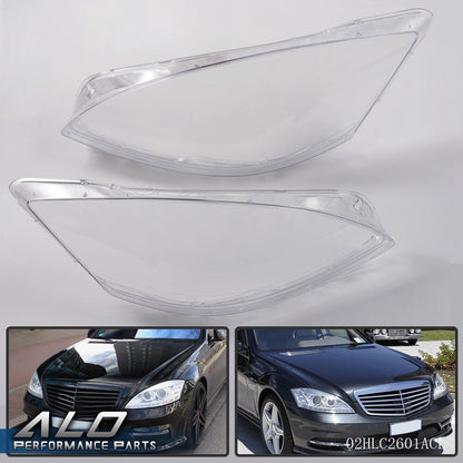 Solid Spare Fit For Mercedes S W221 Headlight Replacement Lens Plastic Cover Left+Right