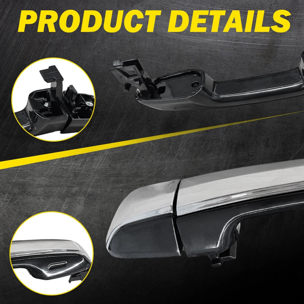 Rear Left and Right Outside Door Handle Black+Chrome For 2010-2021 Lexus GX460