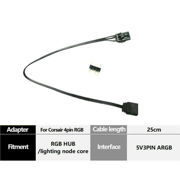 New Adapter Connector 5V 25cm For Corsair 4Pin RGB to Standard ARGB 3-Pin US