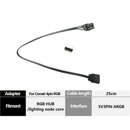New Adapter Connector 5V 25cm For Corsair 4Pin RGB to Standard ARGB 3-Pin US