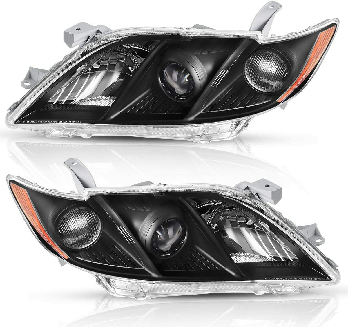 Solid Spare Fit For Toyota Camry 2007-2009 Black Clear Housing Projector Headlight Set L+R