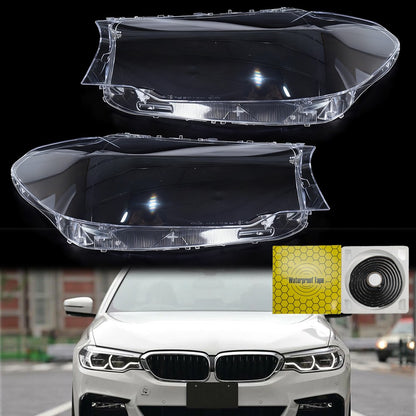 For BMW G30 G31 G38 5 Series 2016-2020 Pair Headlight Len Cover+Glue Clear Shell