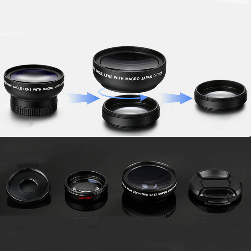 Phone Camera Lens 0.45x HD Wide Angle Lens 15x Macro Lens HD Lentes For iPhone