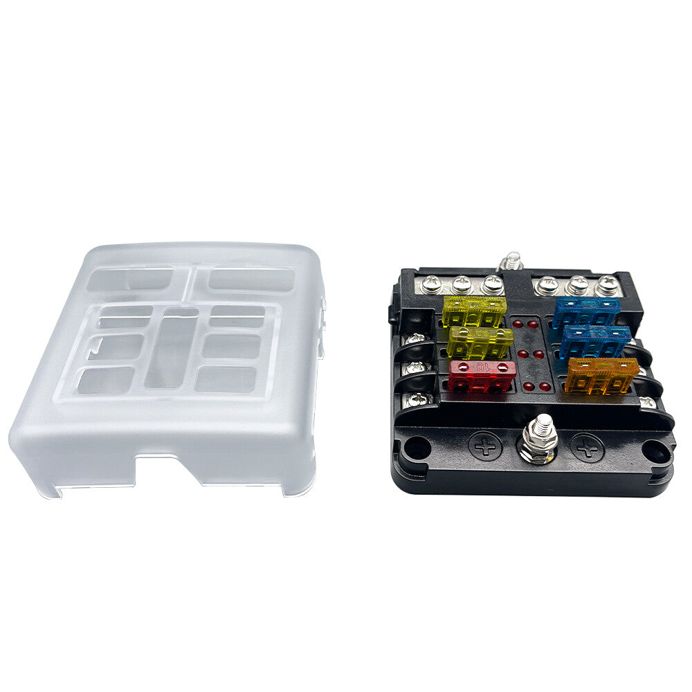 Blade Fuse Box Block Holder 12-24V 6 Way Car Boat Power Distribution Panel Board