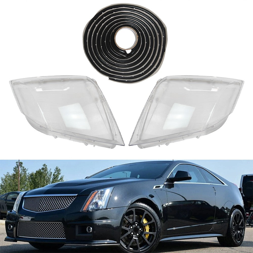 New For Cadillac CTS 2008-2013 A Pair Front Headlight Lens Clear Cover+Glue US