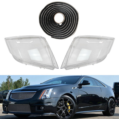New For Cadillac CTS 2008-2013 A Pair Front Headlight Lens Clear Cover+Glue US