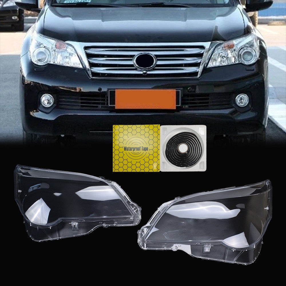 A Pair Left & Right For Lexus GX460 2010-2013 Headlight Lens Cover+Sealant Glue