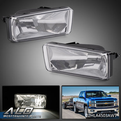 Solid Spare Fit For 2007-2015 Chevy Silverado Tahoe Clear Lens Front Bumper Fog Light Lamps