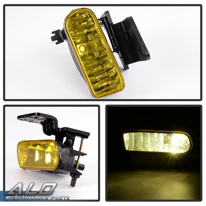 Solid Spare Fit For 99-2002 Chevy Silverado 00-06 Suburban Tahoe Lens Fog Light Lamp Yellow