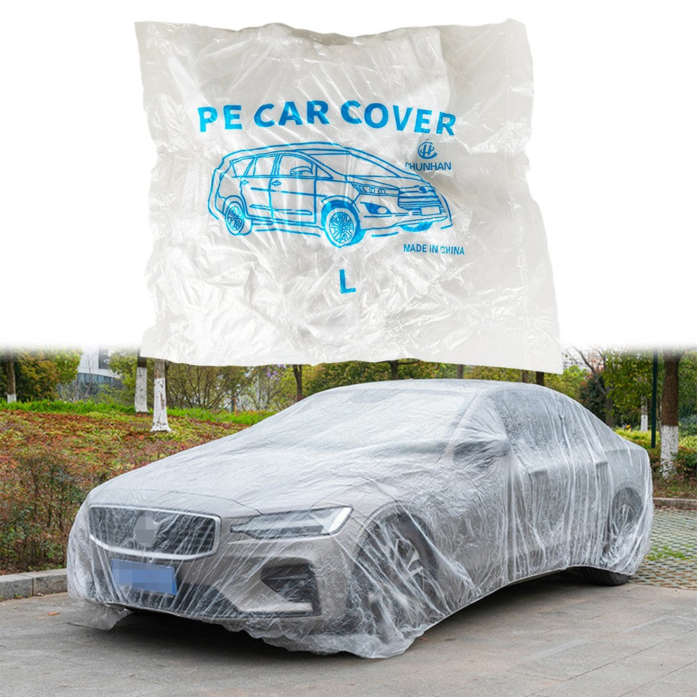 5 PACK Clear Plastic Disposable Car Cover Temporary Universal Rain Dust Garage