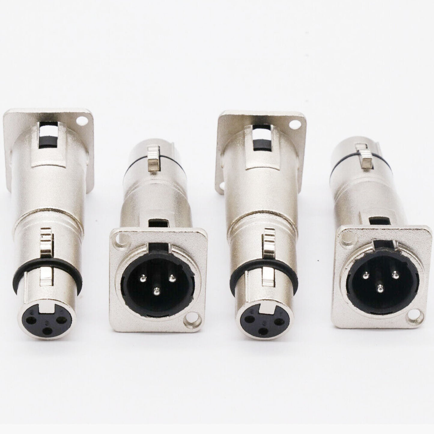 4x 3Pin XLR Male to Female Audio Pass Thru Feed Panel Mount Connector Adapter US