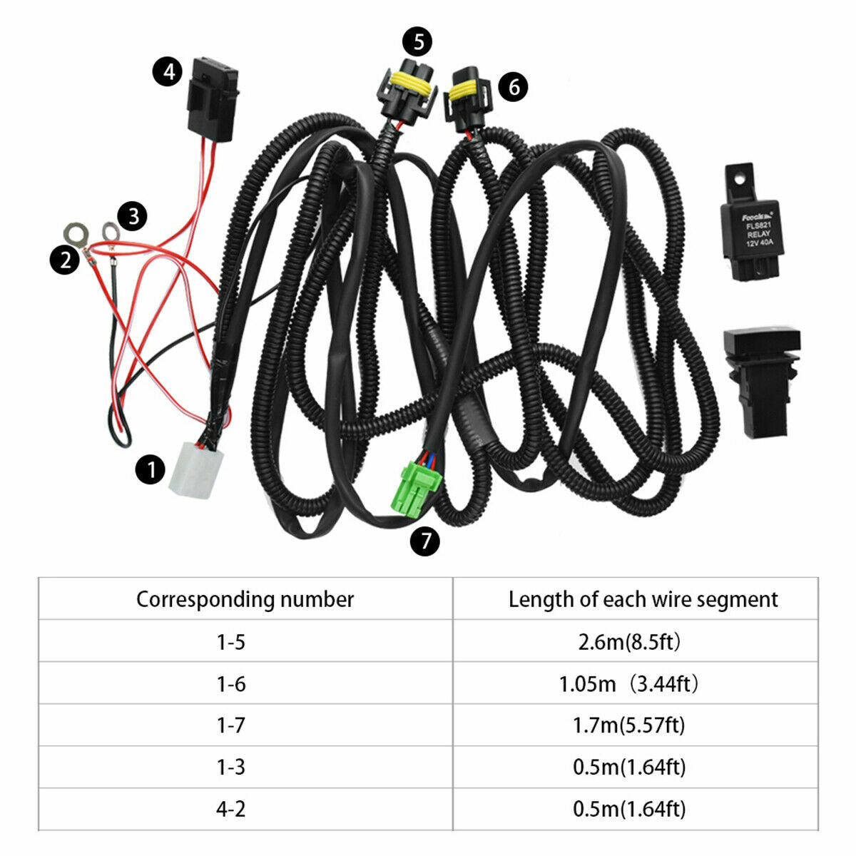 For Honda Civic CRV H11 Fog Light Lamp Wiring Harness Switch 12V 40A